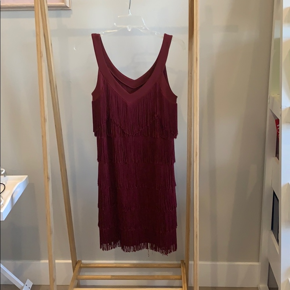 Maroon Fringe Dress Sz XS